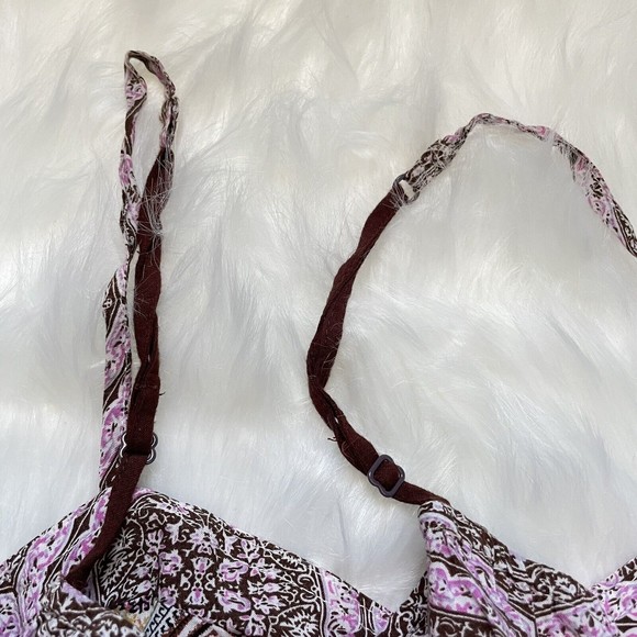 Hem & Thread Boho Mini Dress Smocked Back Size Large Lined Paisley Sundress - Picture 9 of 14